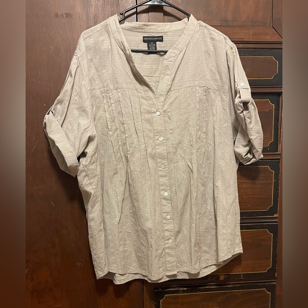 Preswick & Moore Light Tan Cotton Button down 3X Shirt